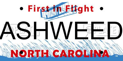 ASHWEED North Carolina License Plate
