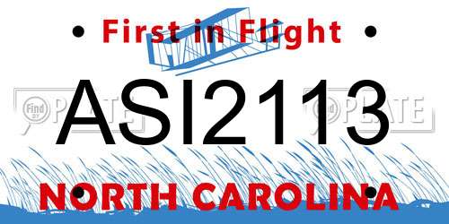 ASI2113 North Carolina License Plate