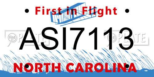 ASI7113 North Carolina License Plate