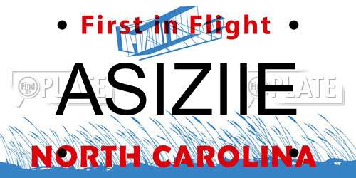 ASIZIIE North Carolina License Plate