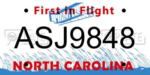ASJ9848 North Carolina License Plate