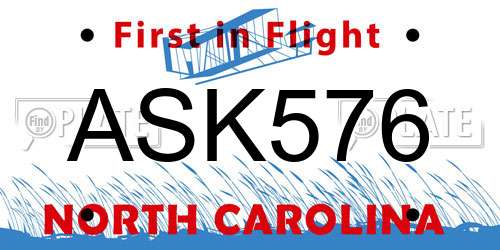 ASK576 North Carolina License Plate