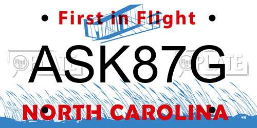 ASK87G North Carolina License Plate