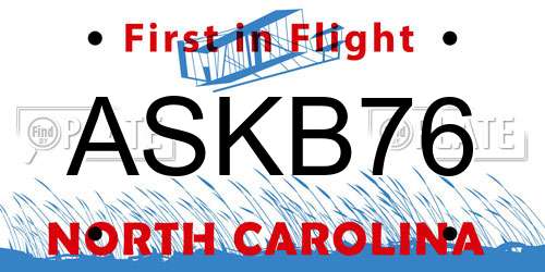 ASKB76 North Carolina License Plate