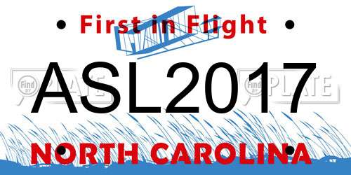ASL2017 North Carolina License Plate