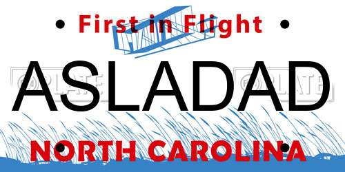 ASLADAD North Carolina License Plate