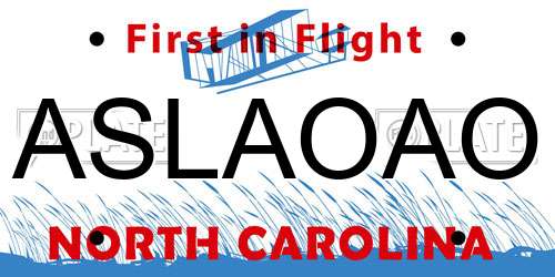 ASLAOAO North Carolina License Plate