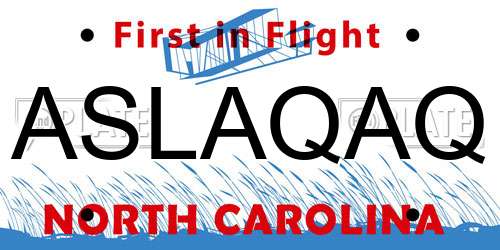 ASLAQAQ North Carolina License Plate
