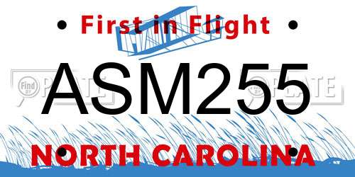 ASM255 North Carolina License Plate