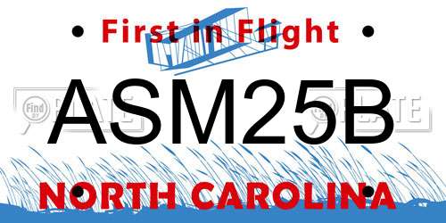 ASM25B North Carolina License Plate
