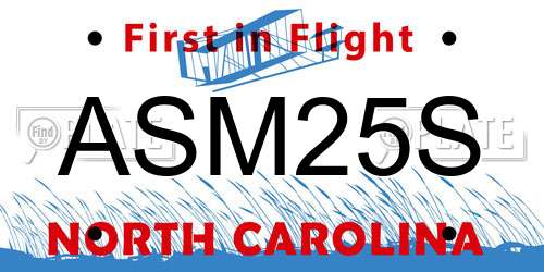 ASM25S North Carolina License Plate