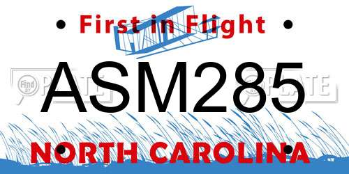 ASM285 North Carolina License Plate
