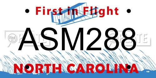 ASM288 North Carolina License Plate