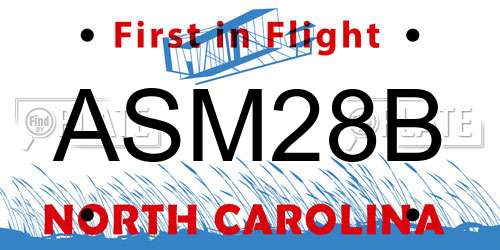 ASM28B North Carolina License Plate