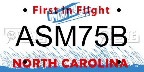 ASM75B North Carolina License Plate