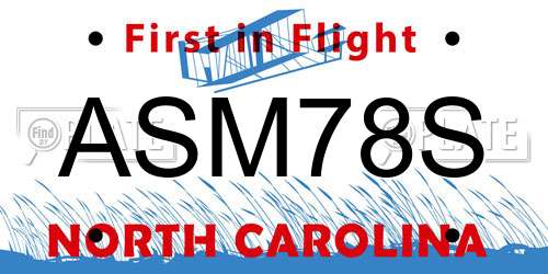 ASM78S North Carolina License Plate