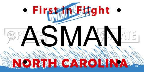 ASMAN North Carolina License Plate