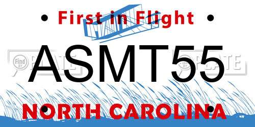 ASMT55 North Carolina License Plate