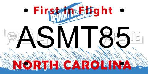 ASMT85 North Carolina License Plate