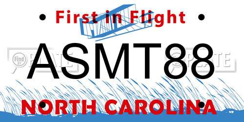 ASMT88 North Carolina License Plate