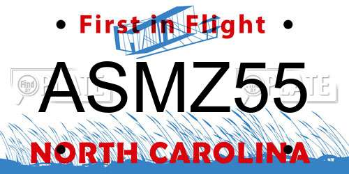ASMZ55 North Carolina License Plate