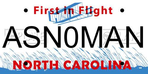 ASN0MAN North Carolina License Plate