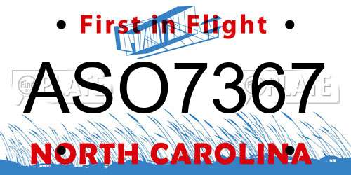 ASO7367 North Carolina License Plate