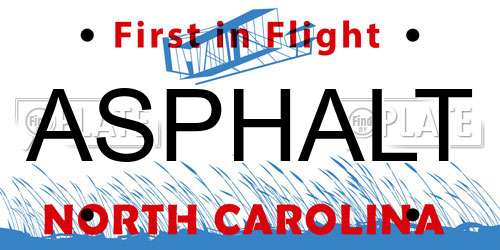 ASPHALT North Carolina License Plate