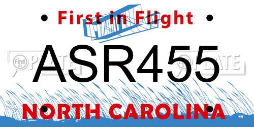 ASR455 North Carolina License Plate
