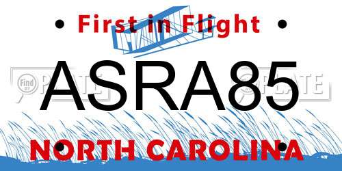ASRA85 North Carolina License Plate