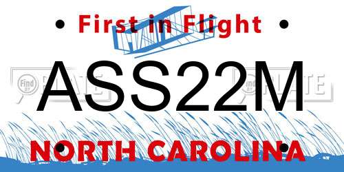ASS22M North Carolina License Plate