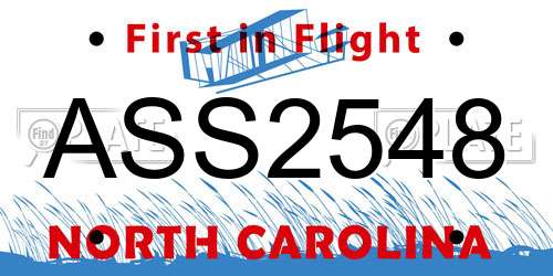 ASS2548 North Carolina License Plate