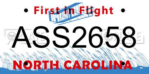 ASS2658 North Carolina License Plate
