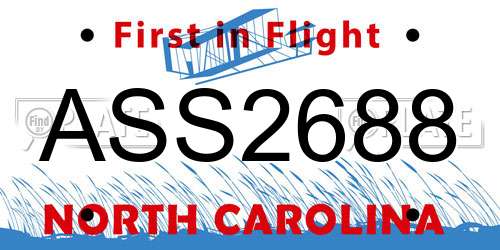 ASS2688 North Carolina License Plate