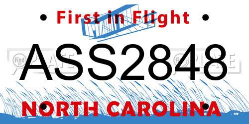 ASS2848 North Carolina License Plate