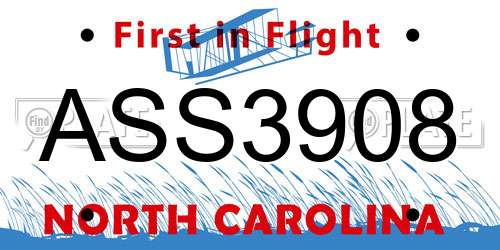 ASS3908 North Carolina License Plate
