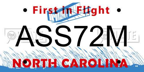 ASS72M North Carolina License Plate