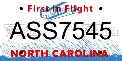 ASS7545 North Carolina License Plate