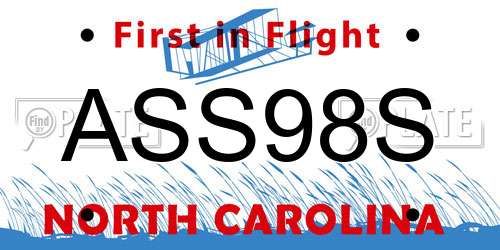 ASS98S North Carolina License Plate