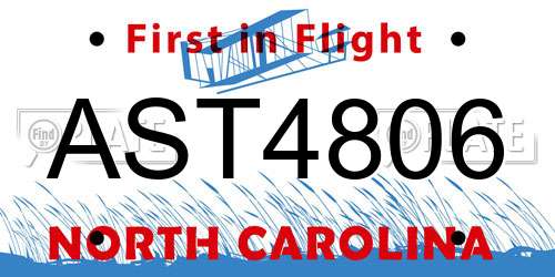 AST4806 North Carolina License Plate