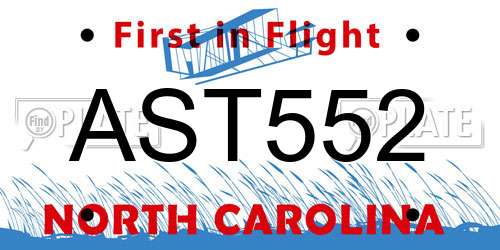 AST552 North Carolina License Plate