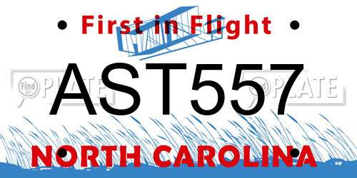 AST557 North Carolina License Plate