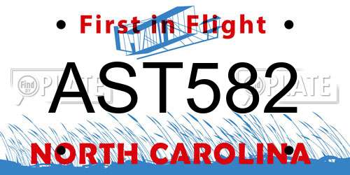 AST582 North Carolina License Plate