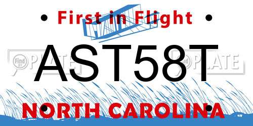AST58T North Carolina License Plate