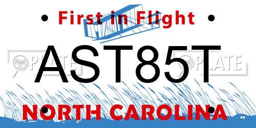 AST85T North Carolina License Plate