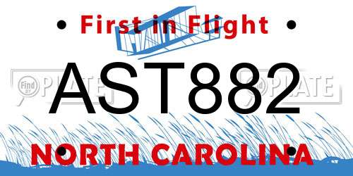 AST882 North Carolina License Plate