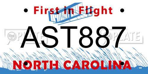 AST887 North Carolina License Plate