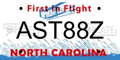 AST88Z North Carolina License Plate