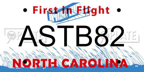 ASTB82 North Carolina License Plate