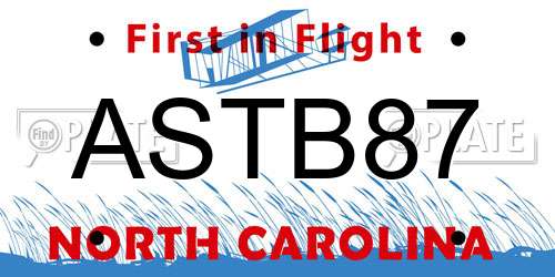 ASTB87 North Carolina License Plate
